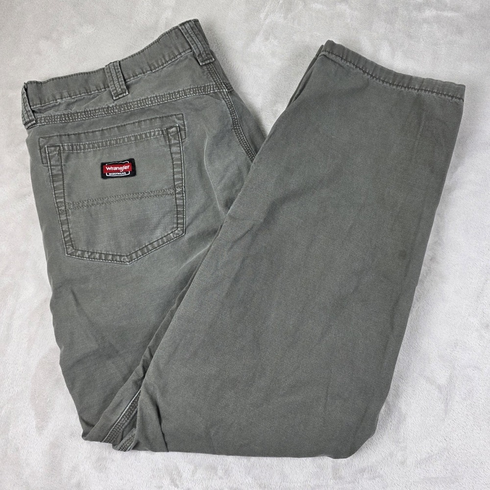 Wrangler Workwear Pants Mens 42x32‎ Gray Ripstop Utility Work Cargo Durable
